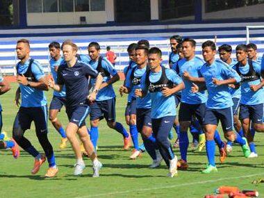 Indian football team training before the World Cup Qualifier against Iran. AIFF Media