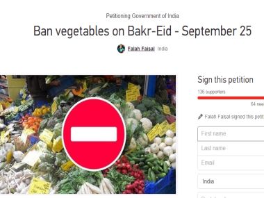 After meat ban for Paryushan and Ganpati, a cheeky online petition calls for ‘vegetable ban’ on Eid After meat ban for Paryushan and Ganpati, a cheeky online petition calls for ‘vegetable ban’ on Eid