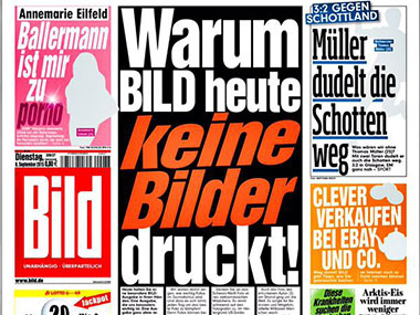 German newspaper prints edition without pictures to protest backlash for publishing Aylan Kurdi's photo German newspaper prints edition without pictures to protest backlash for publishing Aylan Kurdi's photo