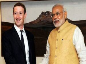 Mark Zuckerberg (left) with PM Narendra Modi.