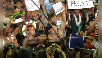 Spears, bows and arrows: Protest erupts during World Indigenous Games in Brazil