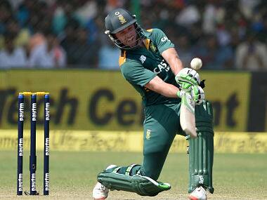 South Africa's captain AB de Villiers plays a shot during the first ODI in Kanpur. AFP