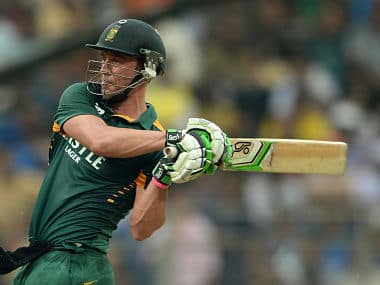 AB de Villiers plays a shot during the 5th ODI against India at Wankhede. AFP