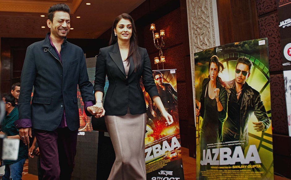 Irrfan Khan and Aishwarya Rai Bachchan during the promotions of Jazbaa in Delhi. Naresh Sharma/ Firstpost Irrfan Khan and Aishwarya Rai Bachchan during the promotions of Jazbaa in Delhi. Naresh Sharma/ Firstpost