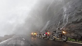 A Street Triple, 390 Duke, FZ 16, Pulsar 150 and a Ninja 650