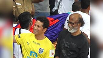 Rajinikanth's 'infectious' enthusiasm rubs off on Sachin at ISL opener