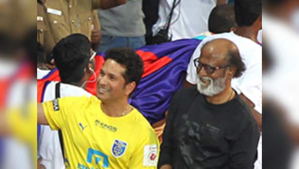 Rajinikanth's 'infectious' enthusiasm rubs off on Sachin at ISL opener