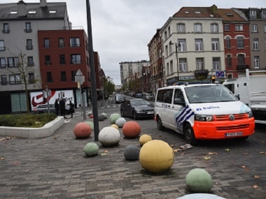 The site of a police intervention in Brussels' Molenbeek district to arrest people in connection with the Paris attacks. AFP