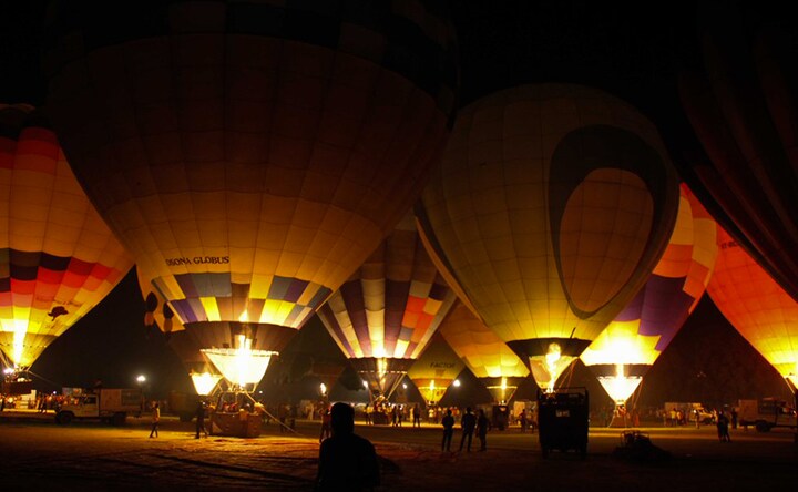 Agra skyline filled with hot air balloons as tourists flock to see Taj Mahal from the sky