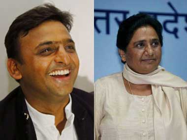 Uttar Pradesh CM Akhilesh Yadav (left) and Mayawati. Agencies