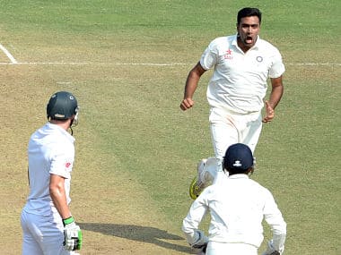 R Ashwin celebrates de Villiers dismissal in Nagpur Test. AFP