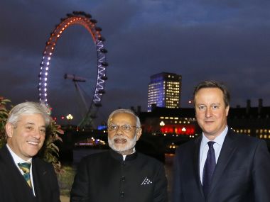 Modi in UK: His first taste of hostility in London fails to dampen 'Good Mood' PM Modi in UK: His first taste of hostility in London fails to dampen 'Good Mood' PM