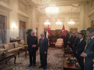 Modi in Singapore: PM meets President Tony Tan Keng Yam, gets ceremonial welcome