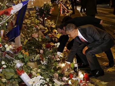 US President Obama pays his respects to Paris attack victims at Bataclan US President Obama pays his respects to Paris attack victims at Bataclan