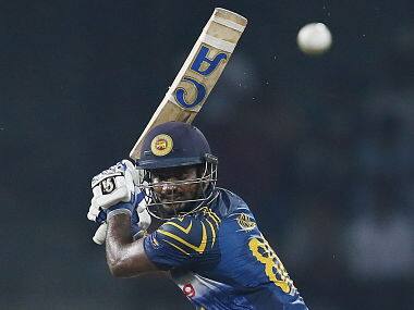 Sri Lanka's Kusal Perera hits a boundary. Reuters