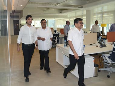From left: Akash Ambani, Mukesh Ambani and Manoj Modi
