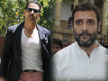 Robert Vadra and Rahul Gandhi in file photos. Getty Images