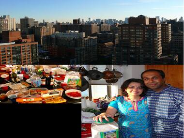 Sree Sreenivasan and wife Roopa pictured with a Diwali spread at home in NYC/ Picture from Sree's album