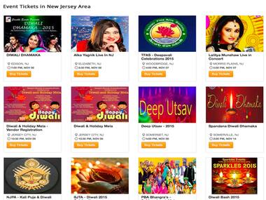Sample of Diwali events in New Jersey/ Screenshot, sulekha.com