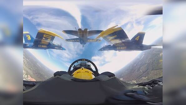 Fly-bys and teamwork: Watch US Navy's Blue Angels perform stunts in 360-degree video