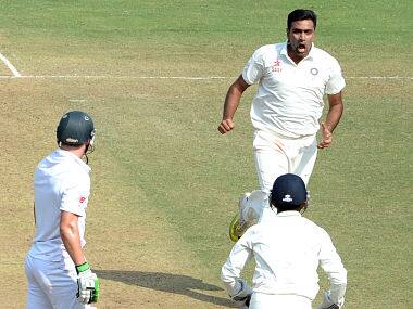 R Ashwin celebrates AB de Viliers’ wicket in Nagpur test. AFP