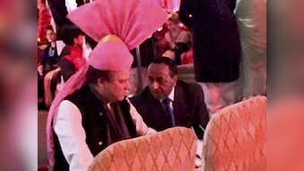 Newfound bromance? Sharif dons Rajasthani pink turban gifted to him by Modi