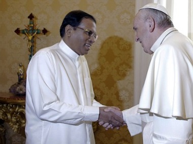 Maithripala Sirisena meets Pope Francis, discusses peace process in Sri Lanka Maithripala Sirisena meets Pope Francis, discusses peace process in Sri Lanka