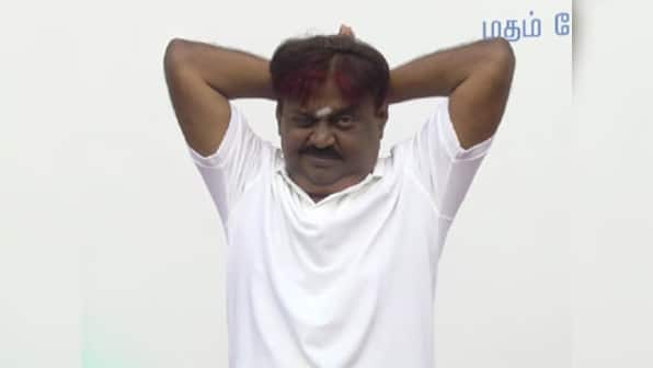 Not thalaivaa, only saliva: Vijayakanth spits at journalists; AIADMK lawyer files complaint for insulting Jaya
