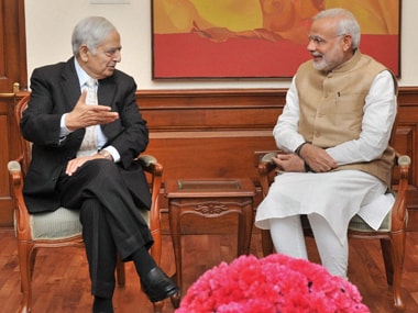 File Image of the late Mufti Mohammad Sayeed and Narendra Modi. PTI