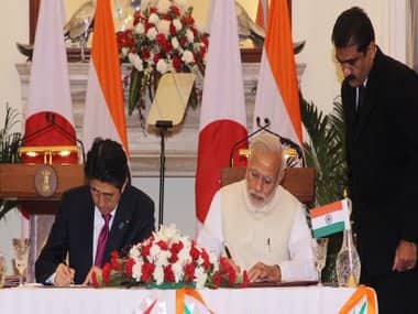 PM Modi and PM Abe. Twitter @MEAIndia 