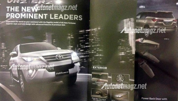 India-bound 2016 Toyota Fortuner brochure leaked online India-bound 2016 Toyota Fortuner brochure leaked online