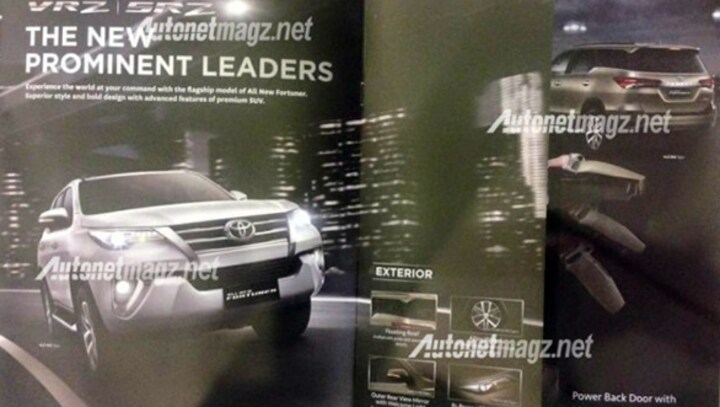 India-bound 2016 Toyota Fortuner brochure leaked online