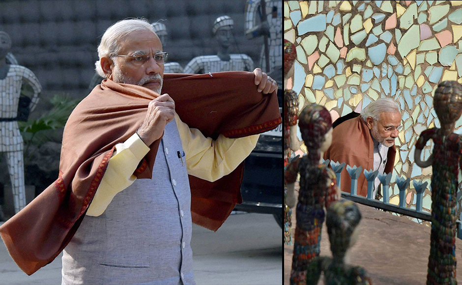 Chandigarh: Prime Minister Narendra Modi during his visit at the Rock Garden of Chandigarh on Sunday. PTI Photo by Atul Yadav