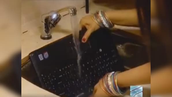 Watch: Woman from Indian TV show tells you how not to handle a laptop