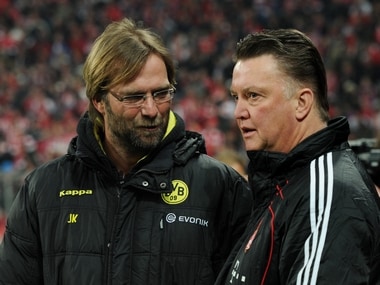 Man United's Louis Van Gaal (right) and Liverpool's Jurgen Klopp (left)