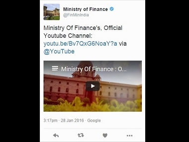A screen grab of the tweet from the Ministry of Finance. Twitter @FinMinIndia