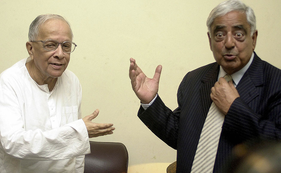 Former chief minister of the Indian state of West Bengal Jyoti Basu (L) shares a joke with Mufti Mohammad Sayeed after a courtesy meeting at Basu's residence in Calcutta on 25 September, 2004. Sayeed was in the city to attend a tourism fair and promote tourism in Jammu and Kashmir. Sayeed invited Basu to come to the mountainous state for a holiday. AFP Former chief minister of the Indian state of West Bengal Jyoti Basu (L) shares a joke with Mufti Mohammad Sayeed after a courtesy meeting at Basu's residence in Calcutta on 25 September, 2004. Sayeed was in the city to attend a tourism fair and promote tourism in Jammu and Kashmir. Sayeed invited Basu to come to the mountainous state for a holiday. AFP