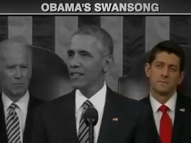 A clearly unimpressed Speaker of the House Paul Ryan watches as President Barack Obama delivers his State of the Union address. IBNLive