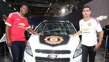 2016 Auto Expo: Former Man United player Louis Saha at the Chevrolet pavilion