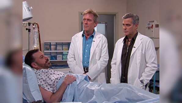 George Clooney cures Jimmy Kimmel at 'ER' reunion with 'rapper's delight'