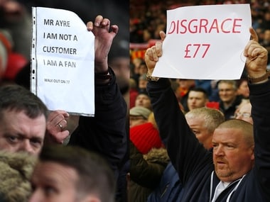 Liverpool fans protested £77 tickets in the Premier League game against Sunderland. AFP