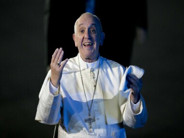 Pope Francis at Benito Juarez International Airport in Mexico City. AP