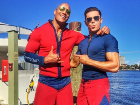 Baywatch Shoot First Look Dwayne Johnson Zac Efron Show Off Beach