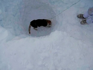 Operations by the specialised teams of the Army and the Air Force in progress to search for the bodies of the soldiers hit by an avalanche in Siachen. PTI