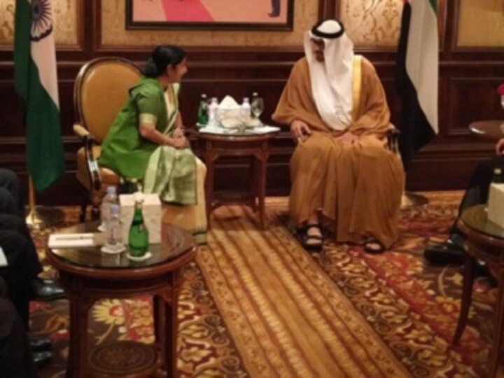 Sushma Swaraj meets Abu Dhabi Crown Prince Al Nahyan, talks about fighting terrorism together