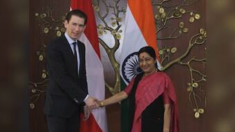 Ahead of this year's India-EU meeting, Sushma Swaraj meets Austrian foreign minister Sebastian Kurz
