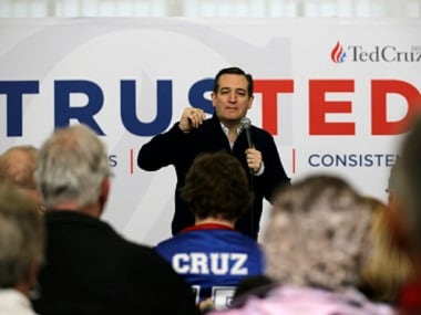 Ted Cruz speaks to supporters in Jefferson, Iowa. AP