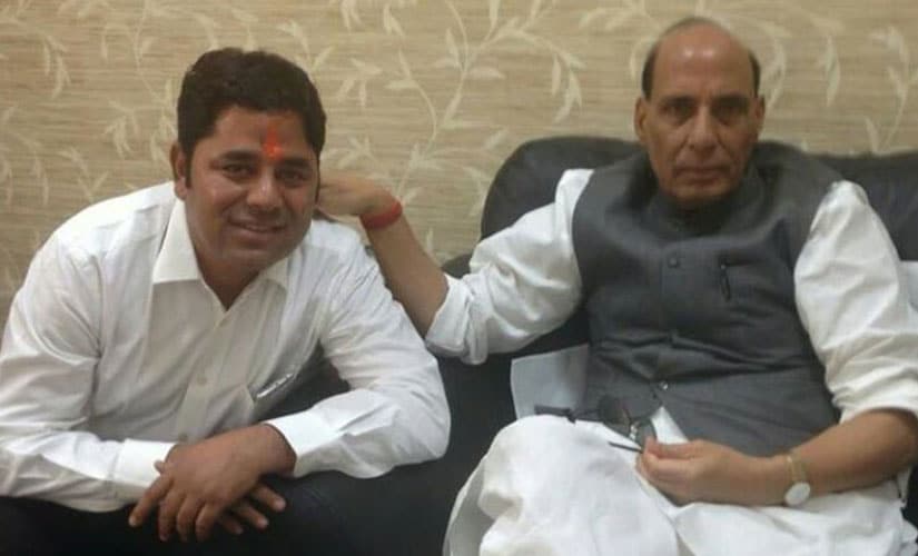 Vikram Singh Chauhan with Home Minister Rajnath Singh. Image courtesy: Vikram singh chauhan/Facebook