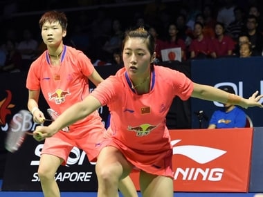 Chinese shuttler Yu Xiaohan (front R). AFP