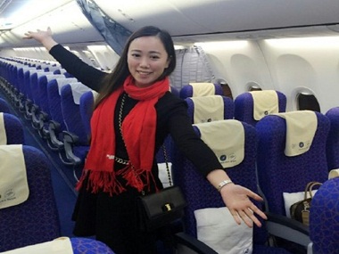 Flying solo: This woman has flight all to herself due to heavy blizzard, Chinese New Year Flying solo: This woman has flight all to herself due to heavy blizzard, Chinese New Year